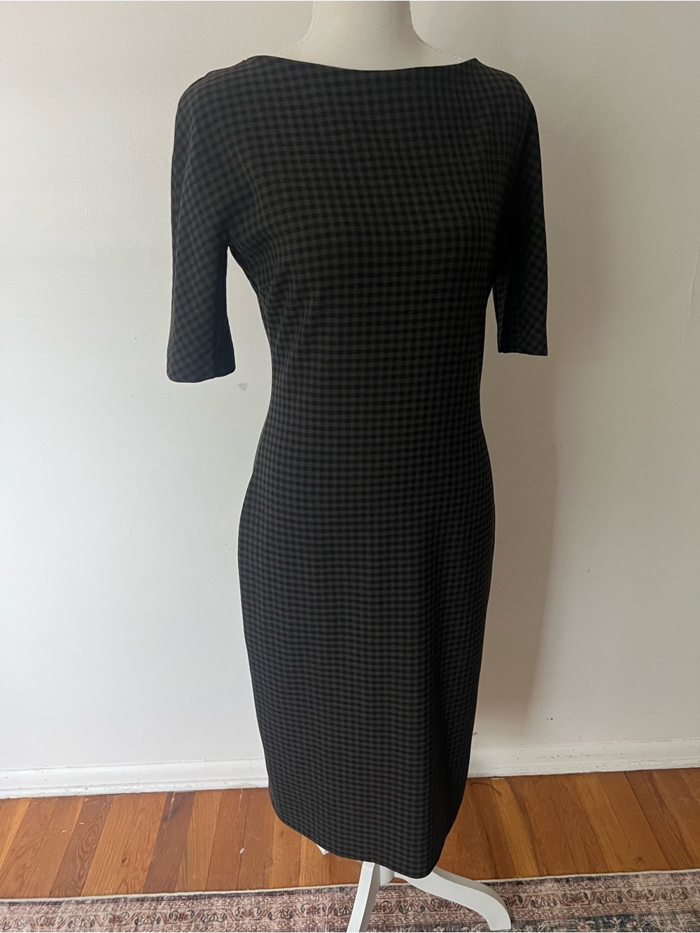 Zara Green/black Check Midi Dress, women’s M, autumn check, office dressy event